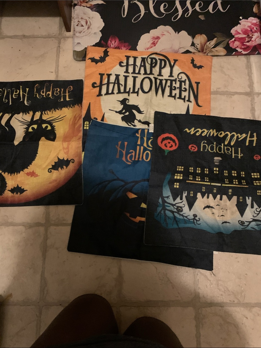 Halloween Decorative Garden Flags - Orange Black Blue Designs